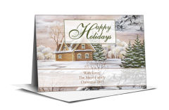 Christmas Holiday Snowy Cabin Cards 7.875